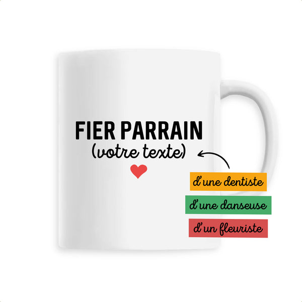 Fier parrain (votre texte) - À Personnaliser - Unique Blanc