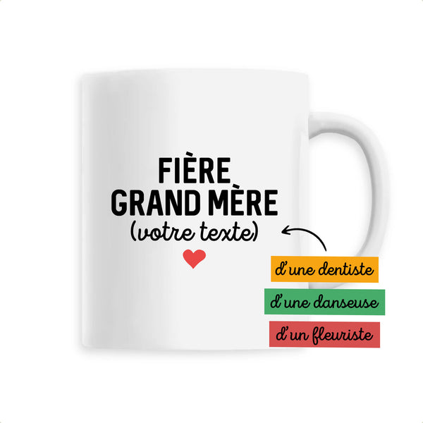 Fière grand mère (votre texte) - À Personnaliser - Unique Blanc