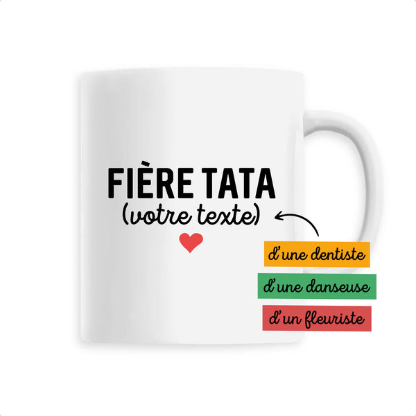 Fière tata (votre texte) - À Personnaliser - Unique Blanc